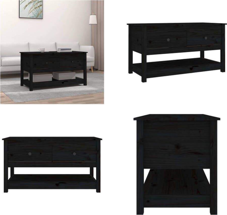 VidaXL Salontafel 102x49x55 cm massief grenenhout zwart Salontafel Salontafels Tafel Bijzettafel