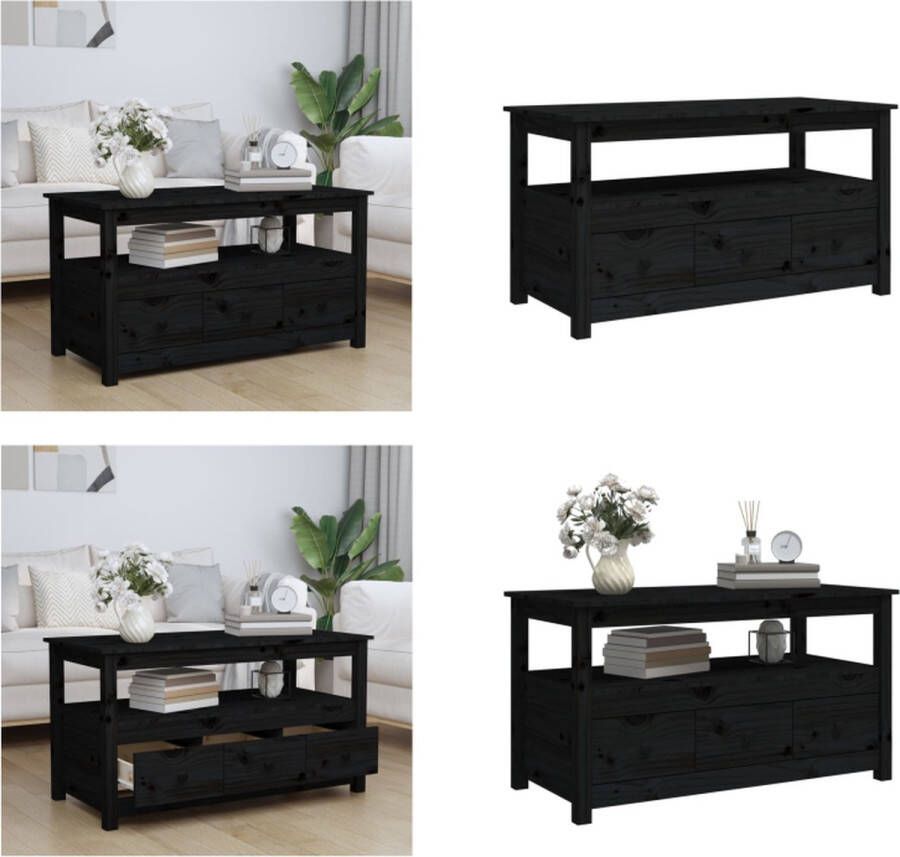 VidaXL Salontafel 102x49x55 cm massief grenenhout zwart Salontafel Salontafels Tafel Bijzettafel