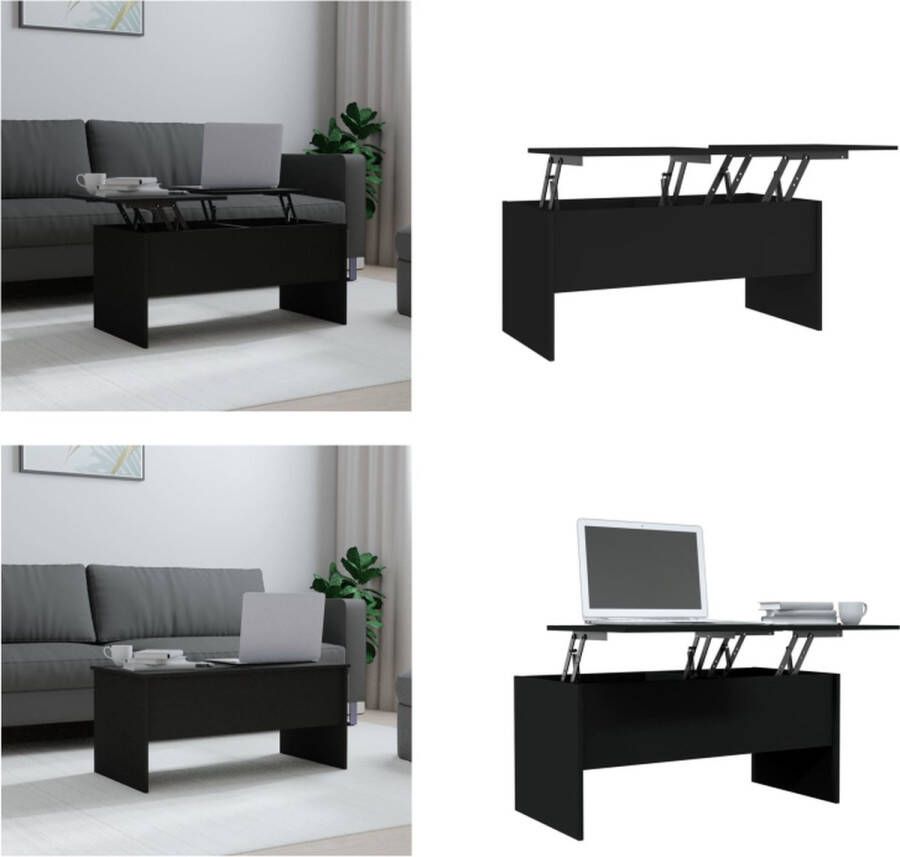 VidaXL -Salontafel-102x50 5x46 5-cm-bewerkt-hout-zwart - Foto 2