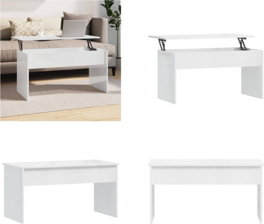 VidaXL Salontafel 102x50-5x52-5 cm bewerkt hout hoogglans wit Salontafel Salontafels Tafel Bijzettafel
