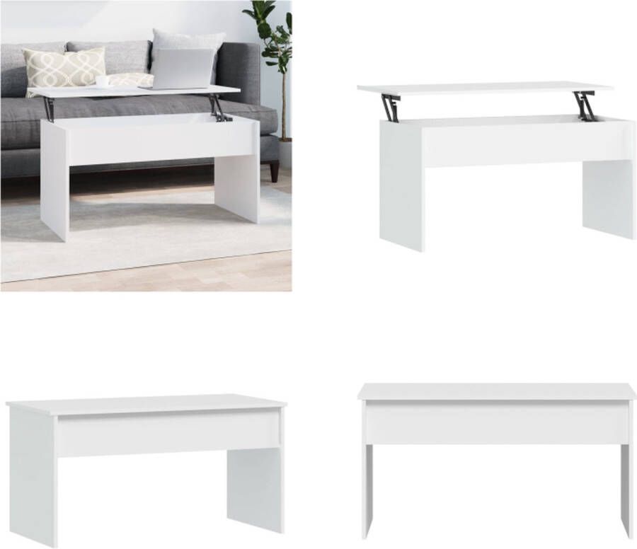 VidaXL Salontafel 102x50-5x52-5 cm bewerkt hout wit Salontafel Salontafels Tafel Bijzettafel