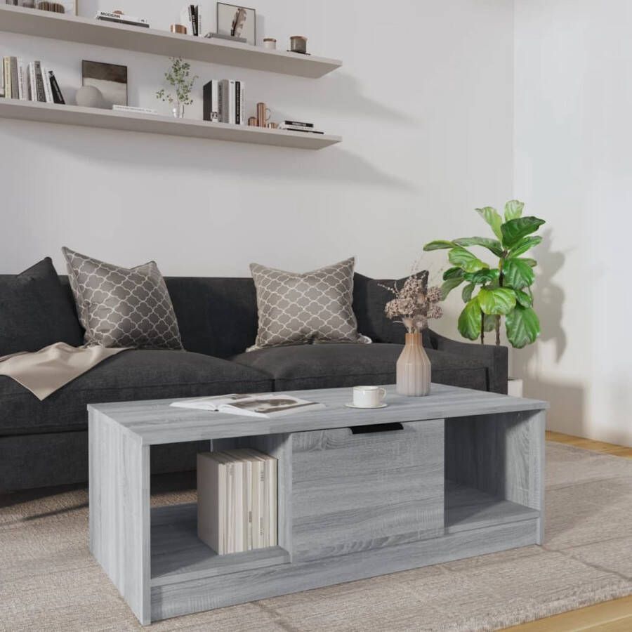 VidaXL -Salontafel-102x50x36-cm-bewerkt-hout-grijs-sonoma-eikenkleurig - Foto 1