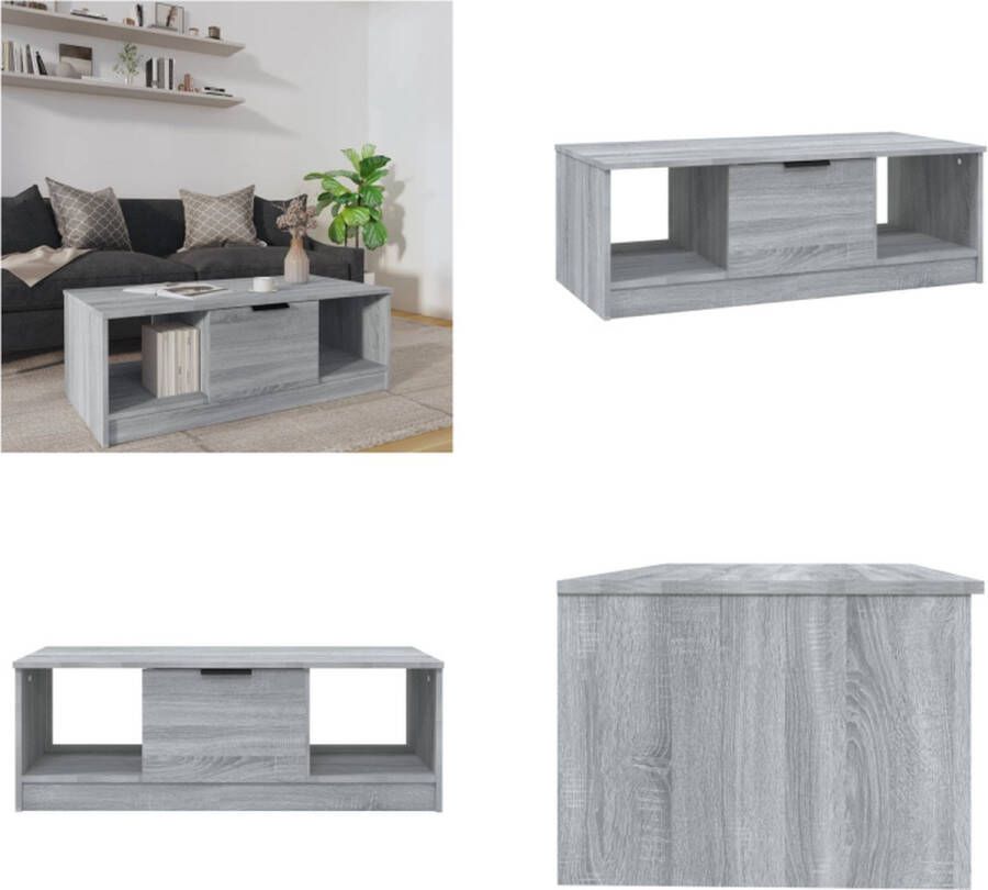 vidaXL Salontafel 102x50x36 cm bewerkt hout grijs sonoma eikenkleurig Salontafel Salontafels Bijzettafel Tafel