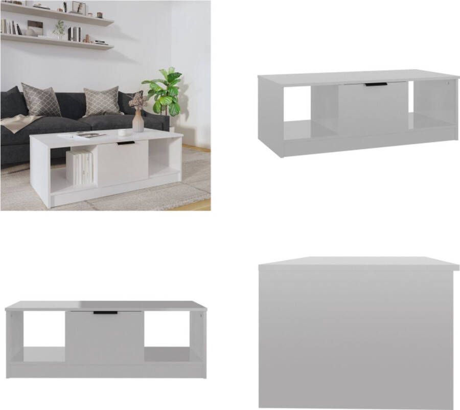 VidaXL Salontafel 102x50x36 cm bewerkt hout hoogglans wit Salontafel Salontafels Bijzettafel Tafel