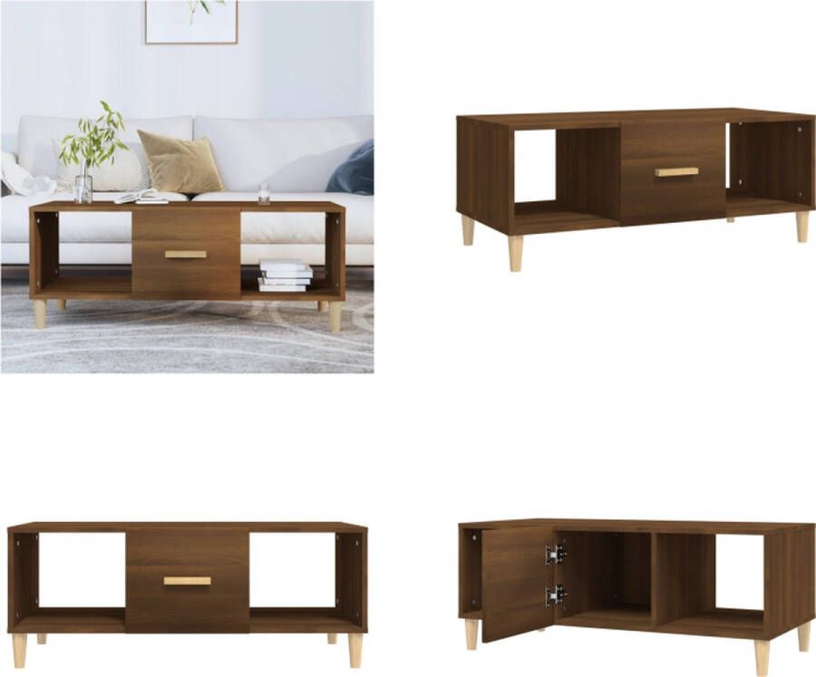 VidaXL -Salontafel-102x50x40-cm-bewerkt-hout-bruin-eikenkleur Salontafel Houten Salontafel Bruine Salontafel Bijzettafel Tv Tafels Salon Meubilair Living Room Furniture Salontafel Salontafels Tafel Bijzettafel - Foto 3