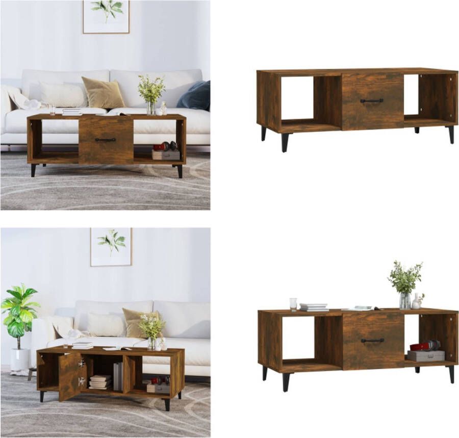 VidaXL Salontafel 102x50x40 cm bewerkt hout gerookt eikenkleurig Salontafel Salontafels Tafel Bijzettafel