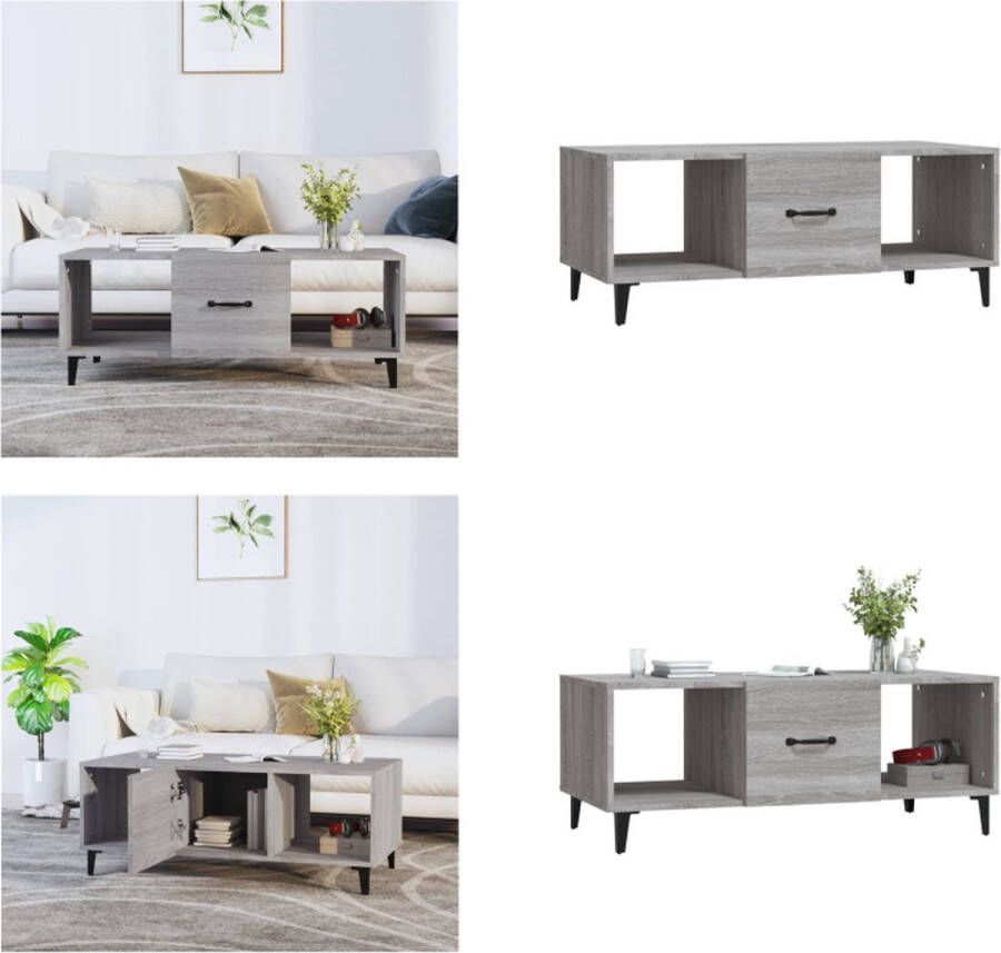 VidaXL Salontafel Salontafels Tafel Bijzettafel -Salontafel-102x50x40-cm-bewerkt-hout-grijs-sonoma-eikenkleurig