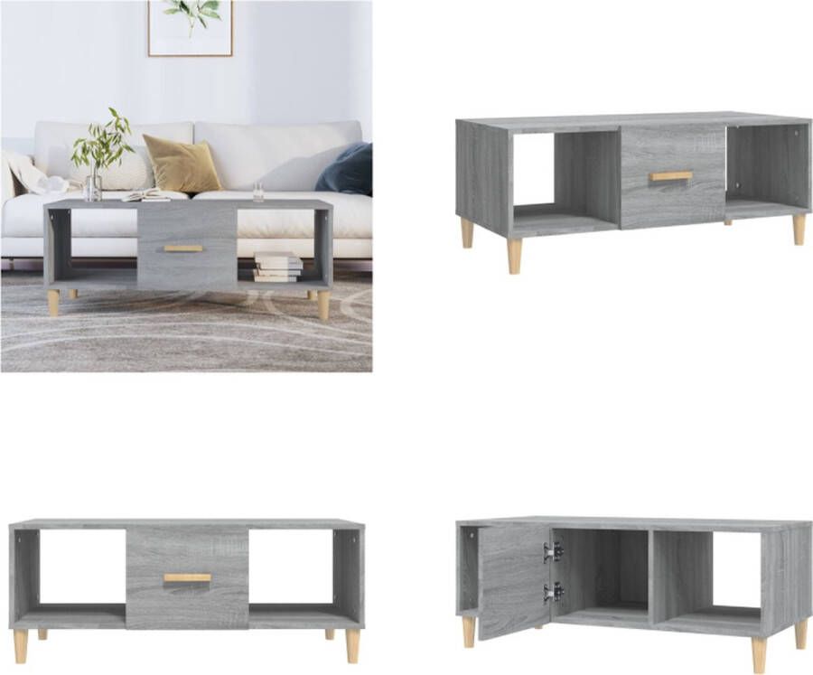 VidaXL -Salontafel-102x50x40-cm-bewerkt-hout-grijs-sonoma-eikenkleurig Salontafel Salontafels Tafel Bijzettafel - Foto 8
