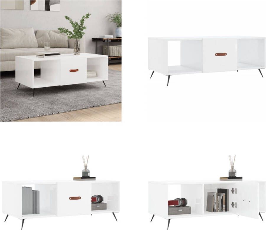 VidaXL -Salontafel-102x50x40-cm-bewerkt-hout-hoogglans-wit Salontafel Salontafels Tafel Bijzettafel - Foto 2