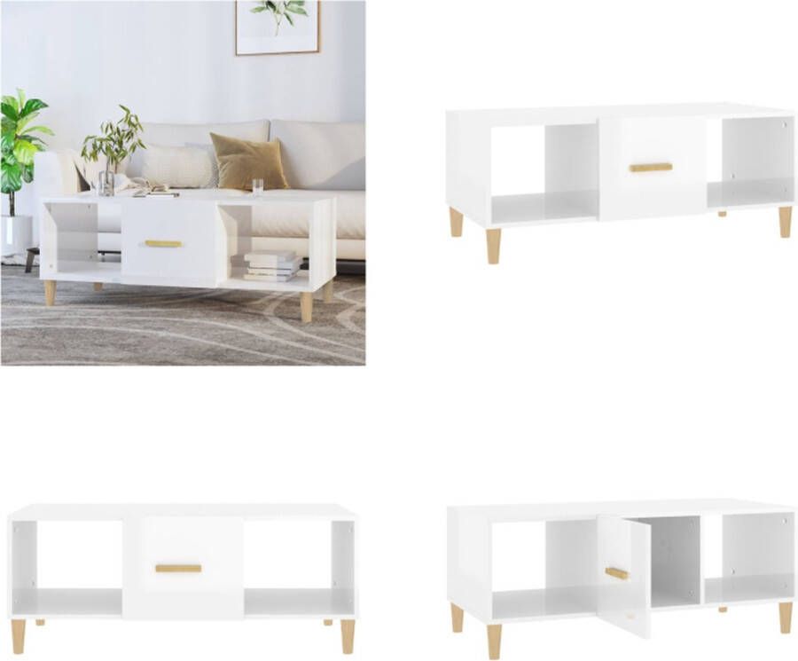 VidaXL -Salontafel-102x50x40-cm-bewerkt-hout-hoogglans-wit Salontafel Salontafels Tafel Bijzettafel