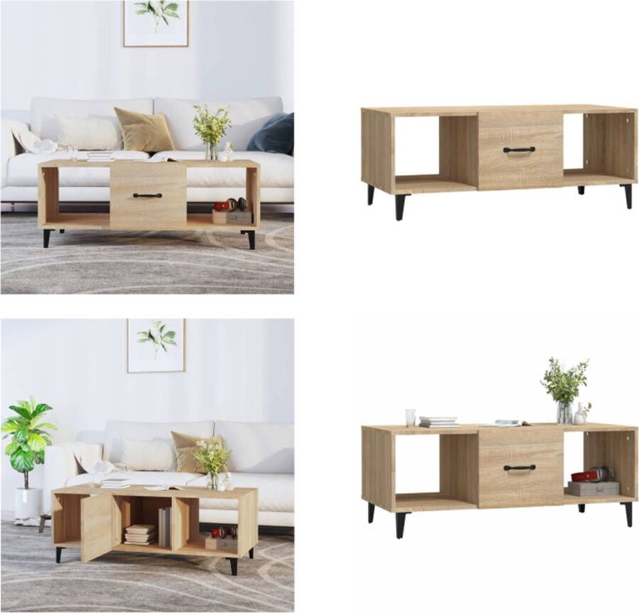 VidaXL Salontafel 102x50x40 cm bewerkt hout sonoma eikenkleurig Salontafel Houten Salontafel Bruine Salontafel Bijzettafel Tv Tafeltje Salontafels Salontafel Salontafels Tafel Bijzettafel