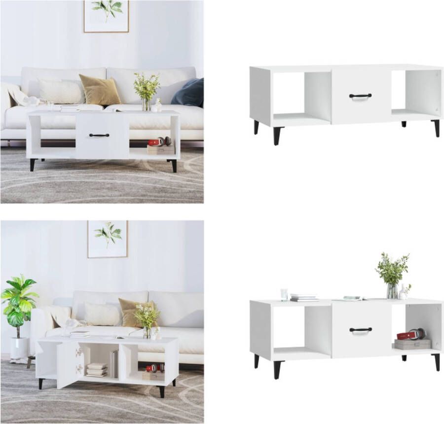 VidaXL Salontafel 102x50x40 cm bewerkt hout wit Salontafel Salontafels Tafel Bijzettafel