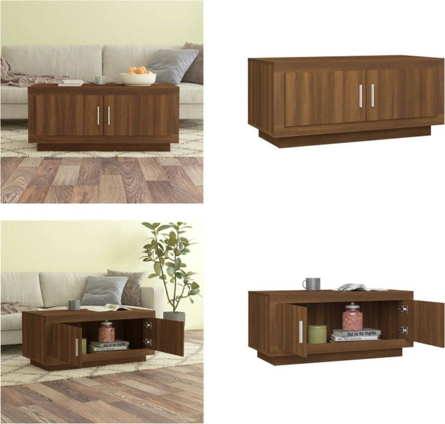 VidaXL Salontafel 102x50x45 cm bewerkt hout bruineikenkleurig Salontafel Salontafels Bijzettafel Tafel