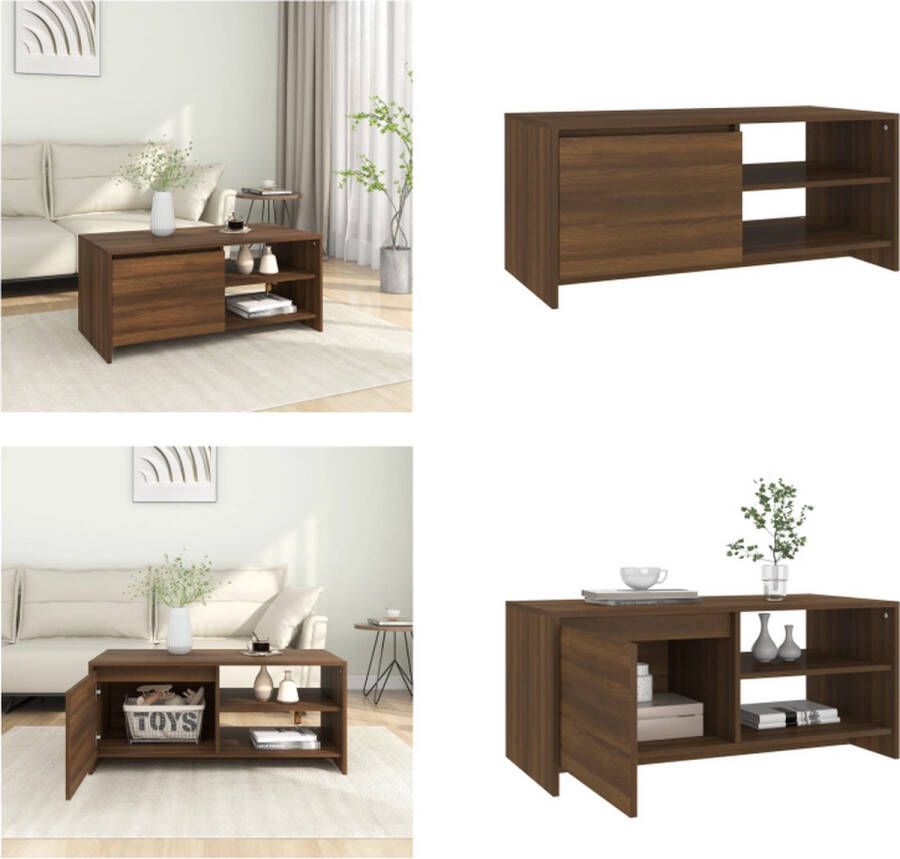 VidaXL Salontafel 102x50x45 cm bewerkt hout bruineikenkleurig Salontafel Salontafels Woonkamertafel Banktafel