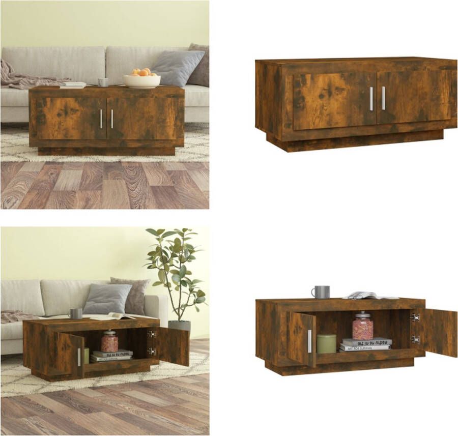 VidaXL Salontafel 102x50x45 cm bewerkt hout gerookt eikenkleurig Salontafel Salontafels Bijzettafel Tafel