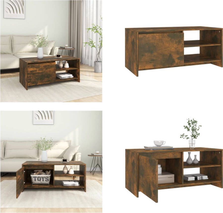 VidaXL Salontafel 102x50x45 cm bewerkt hout gerookt eikenkleurig Salontafel Salontafels Woonkamertafel Banktafel
