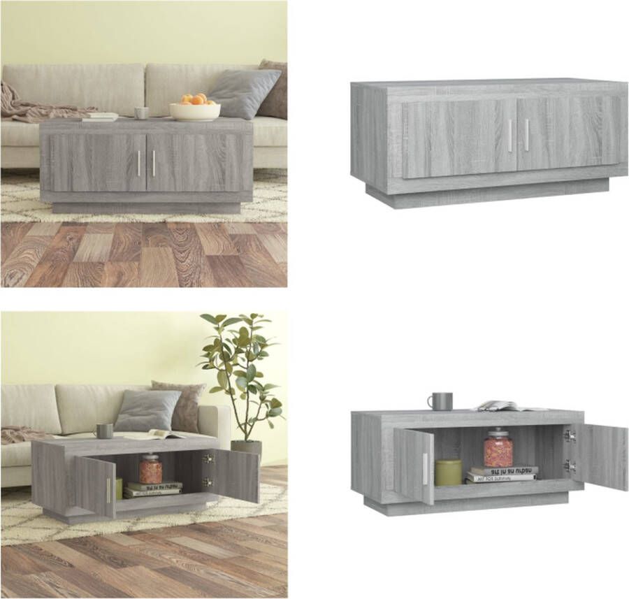 VidaXL Salontafel 102x50x45 cm bewerkt hout grijs sonoma eikenkleurig Salontafel Salontafels Bijzettafel Tafel