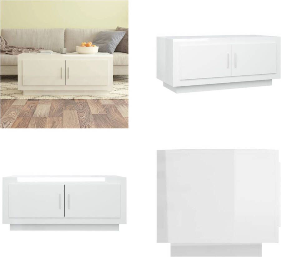 VidaXL Salontafel 102x50x45 cm bewerkt hout hoogglans wit Salontafel Salontafels Bijzettafel Tafel