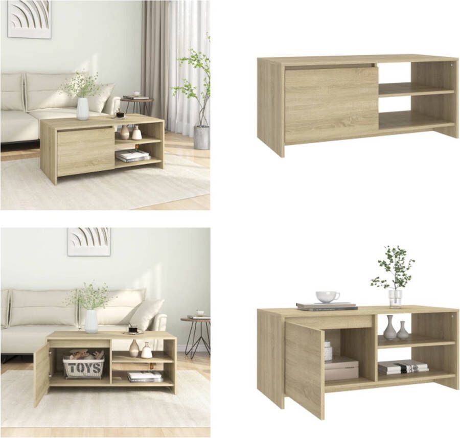 VidaXL Salontafel 102x50x45 cm bewerkt hout sonoma eikenkleurig Salontafel Salontafels Woonkamertafel Banktafel