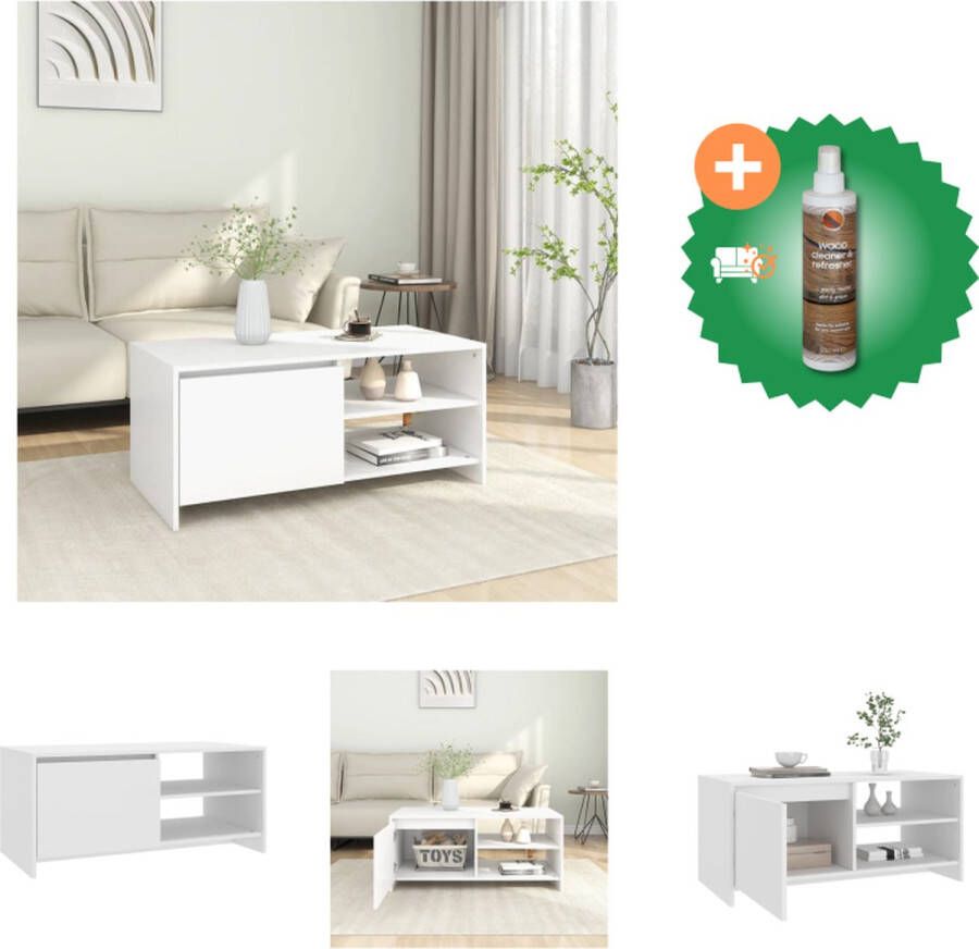 VidaXL Salontafel Trendy wit 102 x 50 x 45 cm Stevig frame Tafel Inclusief Houtreiniger en verfrisser