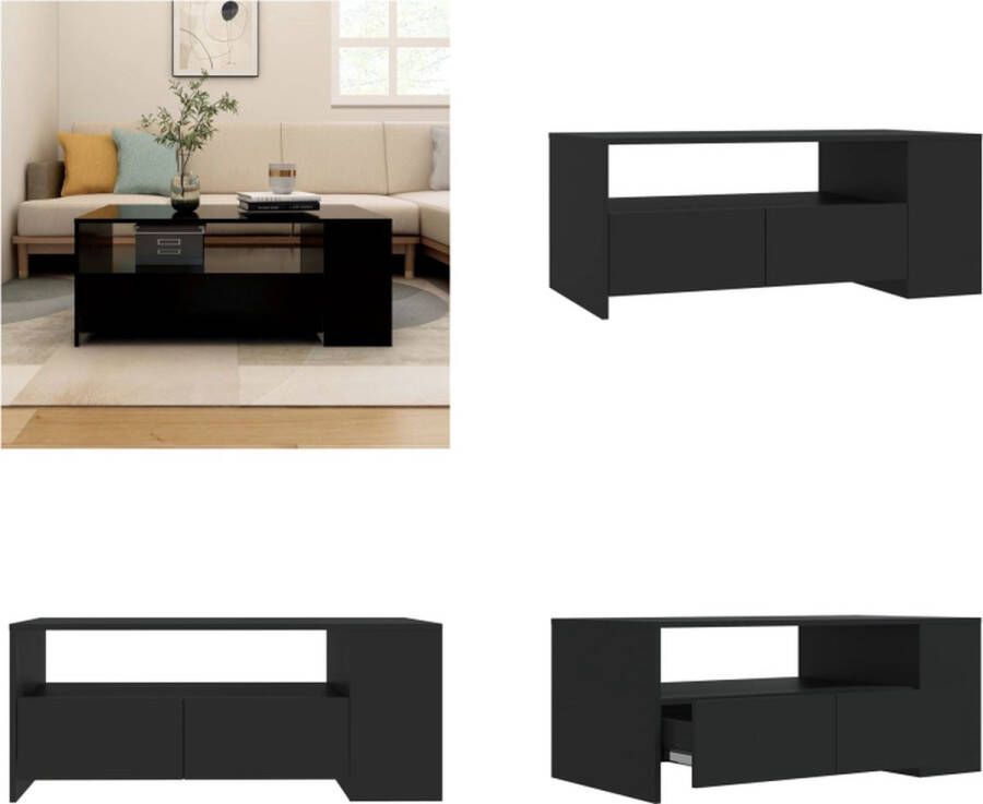VidaXL Salontafel 102x50x45 cm bewerkt hout zwart Salontafel Salontafels Bijzettafel Tafel
