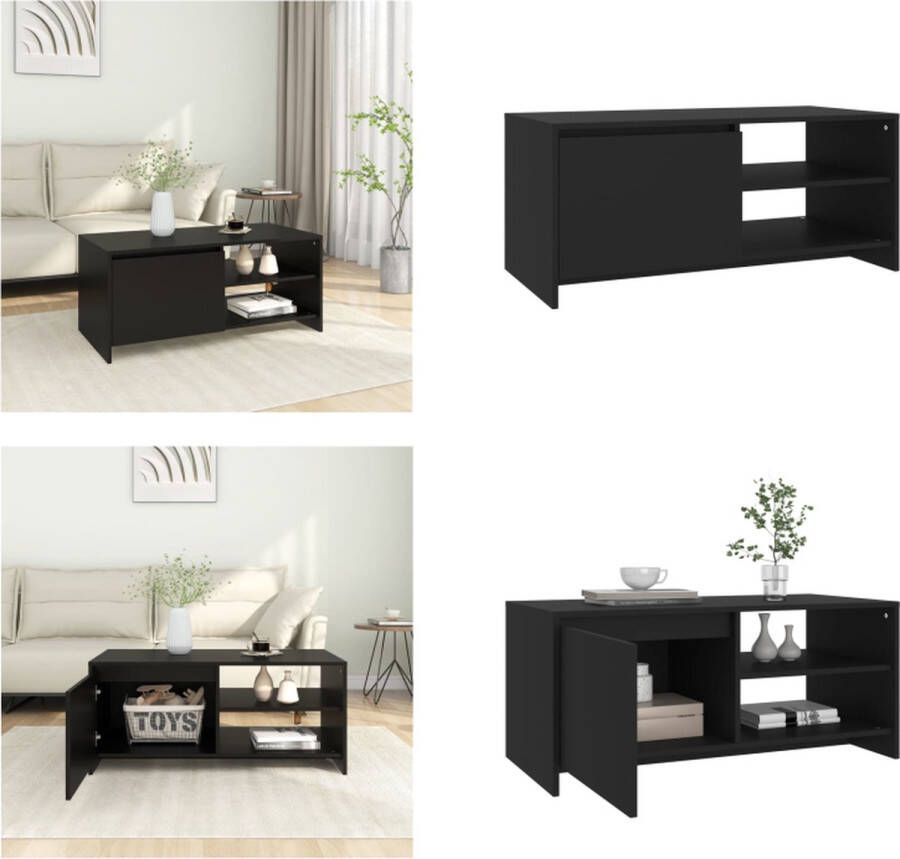VidaXL Salontafel 102x50x45 cm bewerkt hout zwart Salontafel Salontafels Woonkamertafel Banktafel