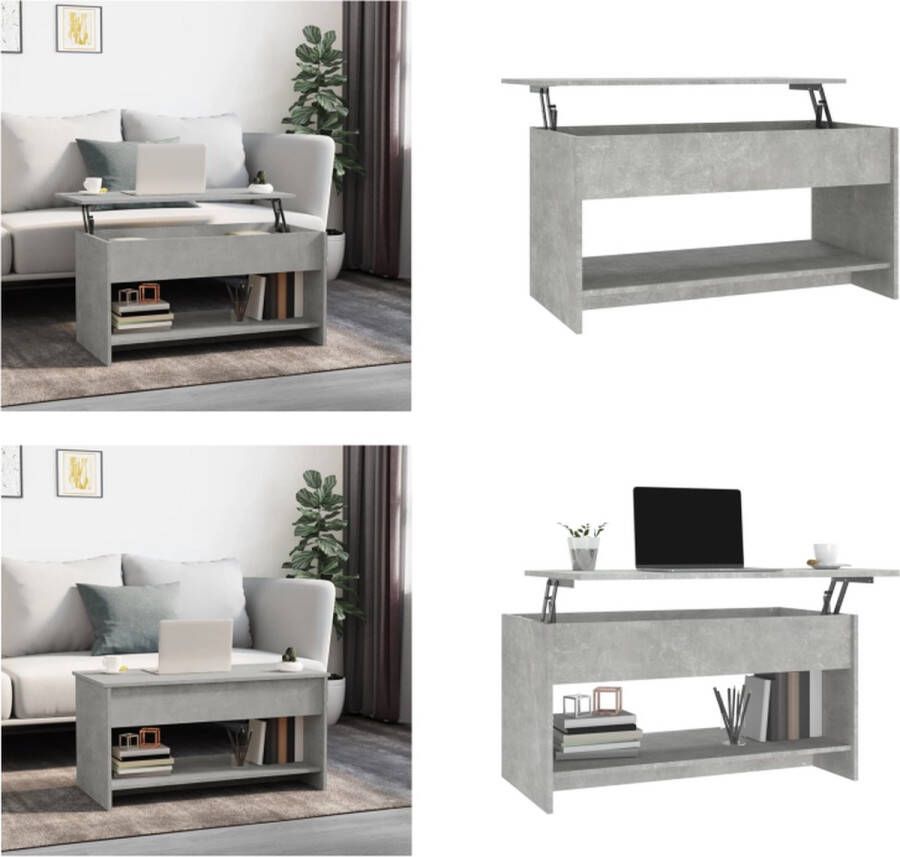 VidaXL Salontafel 102x50x52-5 cm bewerkt hout betongrijs Salontafel Salontafels Tafel Bijzettafel