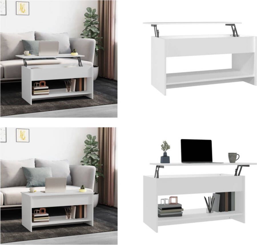 VidaXL Salontafel 102x50x52-5 cm bewerkt hout wit Salontafel Salontafels Tafel Bijzettafel
