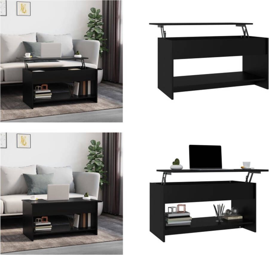VidaXL Salontafel 102x50x52-5 cm bewerkt hout zwart Salontafel Salontafels Tafel Bijzettafel