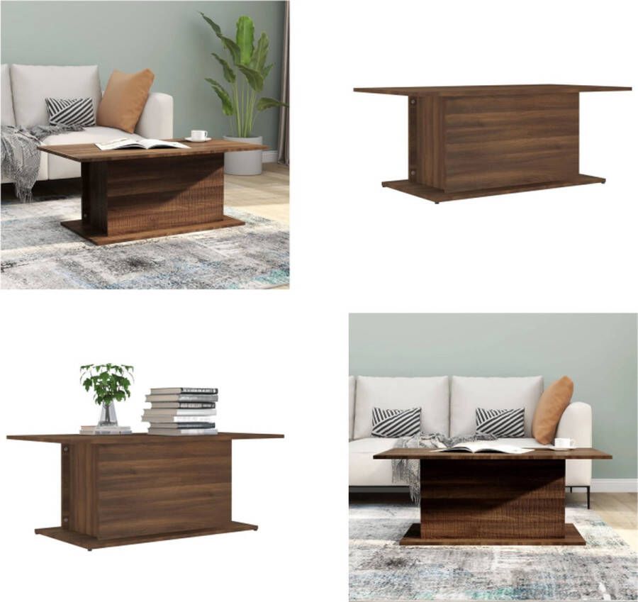 VidaXL Salontafel 102x55 5x40 cm bewerkt hout bruin eikenkleur Salontafel Salontafels Koffietafel Woonkamertafel