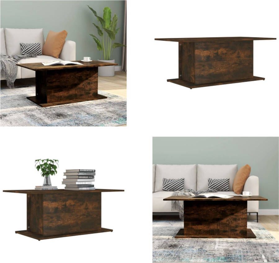 VidaXL Salontafel 102x55 5x40 cm bewerkt hout gerookt eikenkleurig Salontafel Salontafels Koffietafel Woonkamertafel - Foto 2