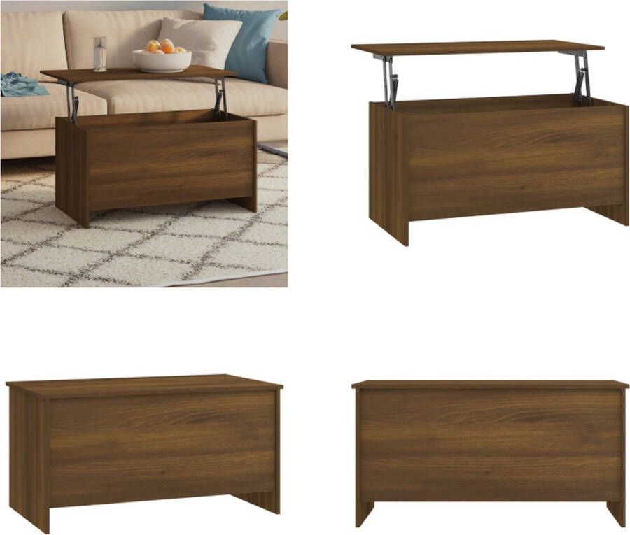 VidaXL Salontafel 102x55-5x52-5 cm bewerkt hout bruineikenkleurig Salontafel Salontafels Tafel Bijzettafel