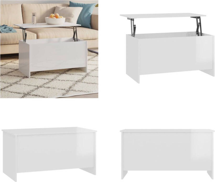 VidaXL Salontafel 102x55-5x52-5 cm bewerkt hout hoogglans wit Salontafel Salontafels Tafel Bijzettafel