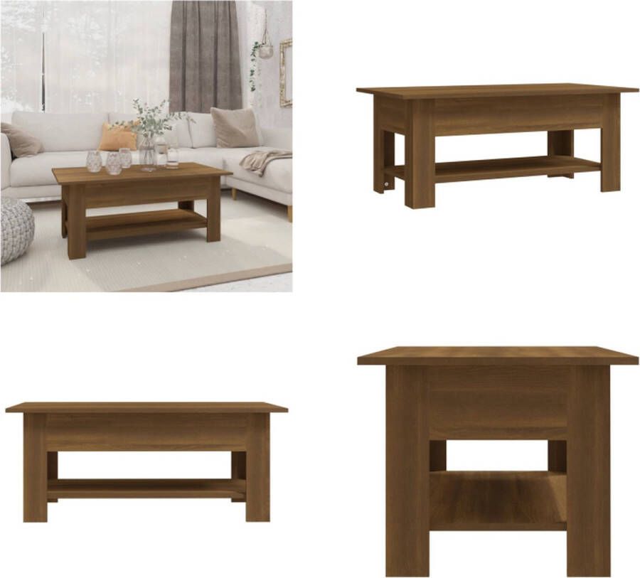 VidaXL Salontafel 102x55x42 cm bewerkt hout bruin eikenkleur Salontafel Salontafels Koffietafel Woonkamertafel