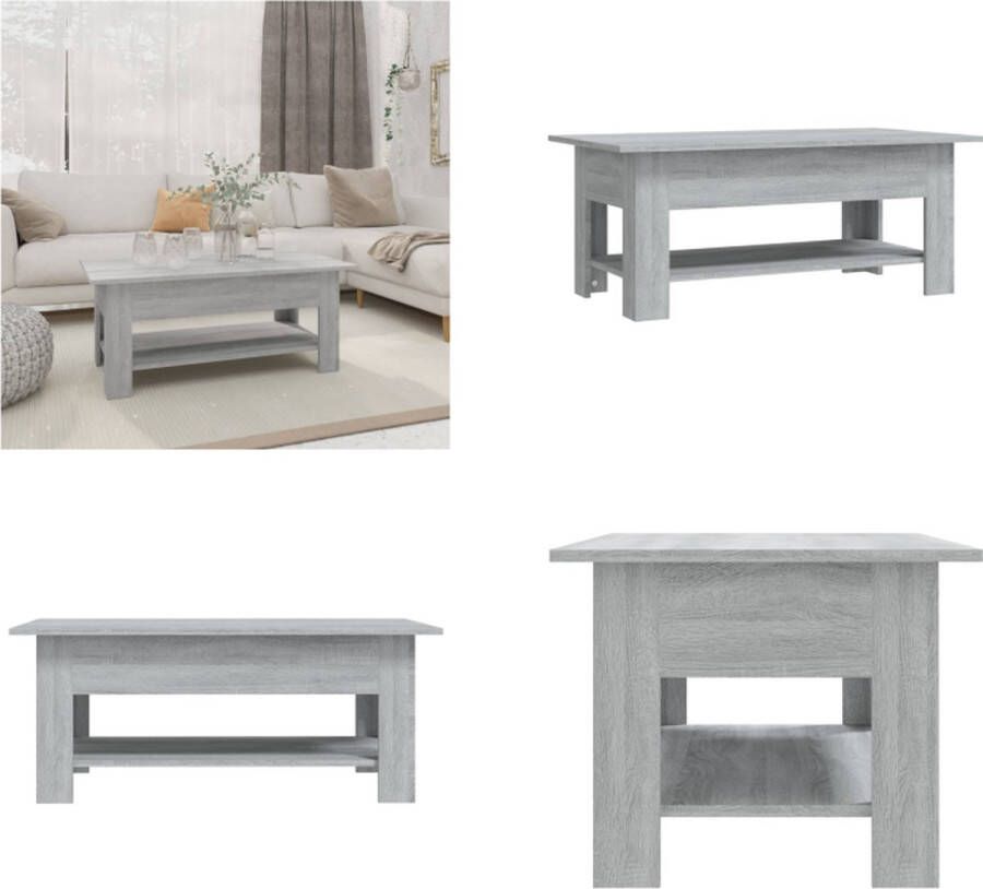VidaXL Salontafel 102x55x42 cm bewerkt hout grijs sonoma eikenkleurig Salontafel Salontafels Koffietafel Woonkamertafel