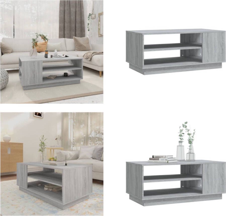VidaXL Salontafel 102x55x43 cm bewerkt hout grijs sonoma eikenkleurig Salontafel Salontafels Woonkamertafel Banktafel