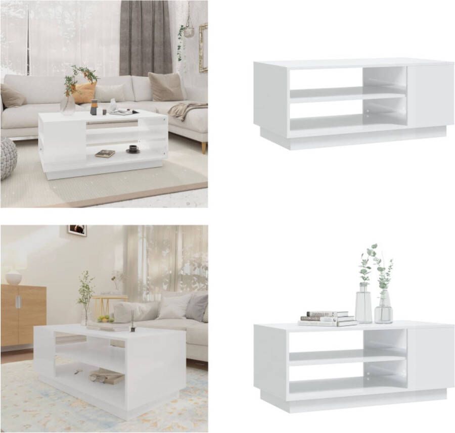 VidaXL Salontafel 102x55x43 cm spaanplaat hoogglans wit Salontafel Salontafels Woonkamertafel Banktafel