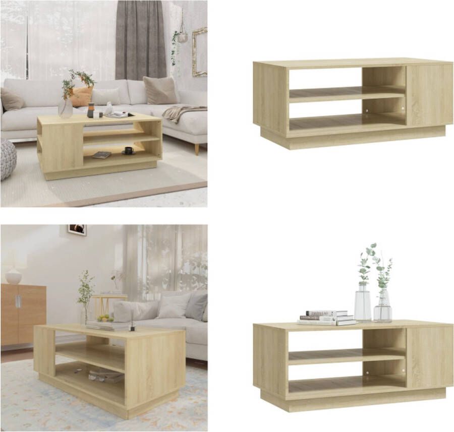 VidaXL Salontafel 102x55x43 cm bewerkt hout sonoma eikenkleurig Salontafel Salontafels Woonkamertafel Banktafel
