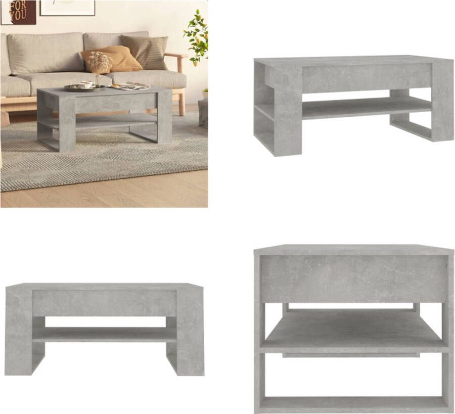 VidaXL Salontafel 102x55x45 cm bewerkt hout betongrijs Salontafel Salontafels Bijzettafel Tafel
