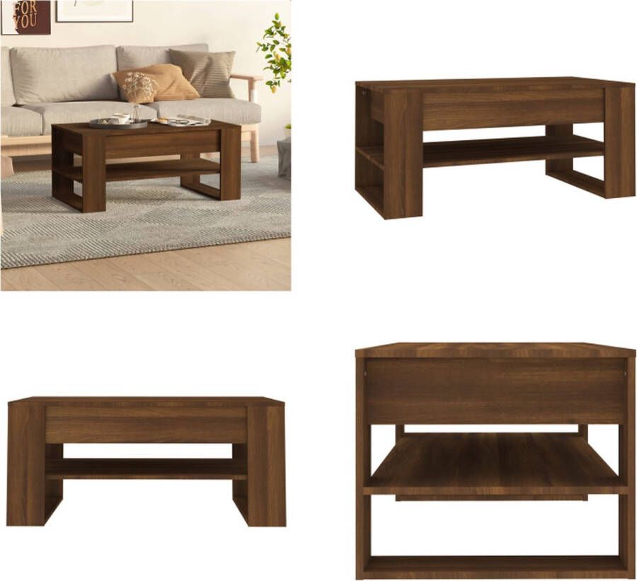 VidaXL Salontafel 102x55x45 cm bewerkt hout bruineikenkleurig Salontafel Salontafels Bijzettafel Tafel