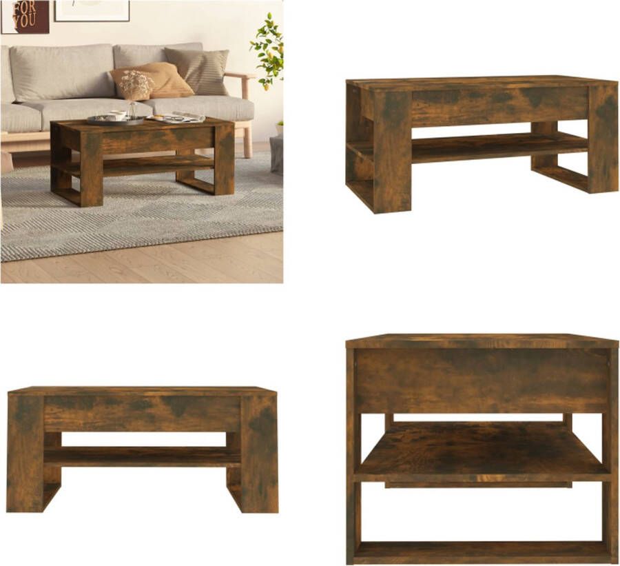 VidaXL Salontafel 102x55x45 cm bewerkt hout gerookt eikenkleurig Salontafel Salontafels Bijzettafel Tafel