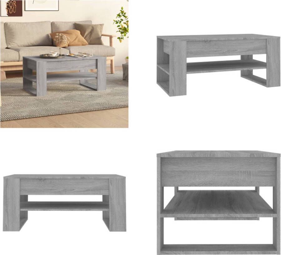 VidaXL Salontafel 102x55x45 cm bewerkt hout grijs sonoma eikenkleurig Salontafel Salontafels Bijzettafel Tafel