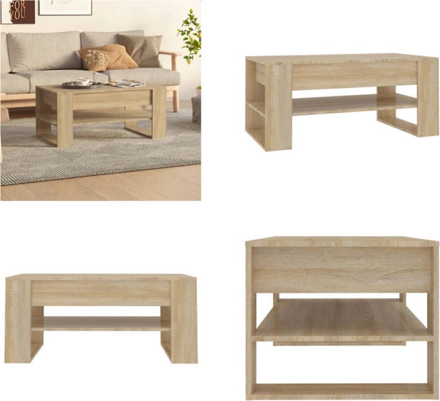 VidaXL Salontafel 102x55x45 cm bewerkt hout sonoma eikenkleurig Salontafel Salontafels Bijzettafel Tafel