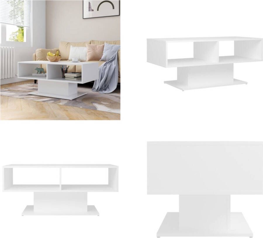 VidaXL Salontafel 103-5x50x44-5 cm bewerkt hout wit Salontafel Salontafels Koffietafel Koffietafels