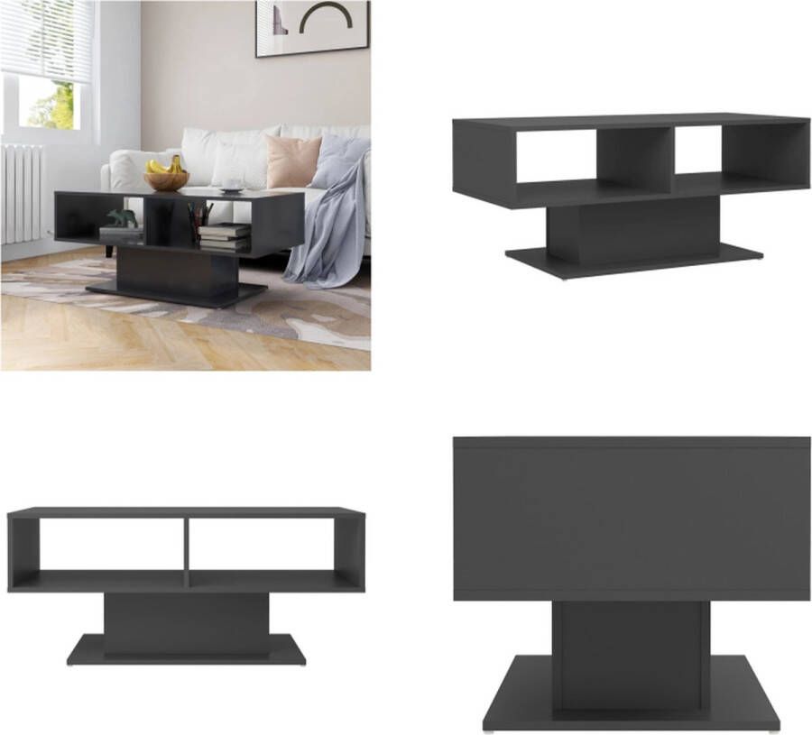 VidaXL Salontafel 103-5x50x44-5 cm spaanplaat grijs Salontafel Salontafels Koffietafel Koffietafels