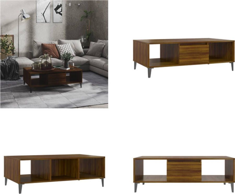 VidaXL Salontafel 103-5x60x35 cm spaanplaat bruineikenkleurig Salontafel Salontafels Koffietafel Woonkamertafel
