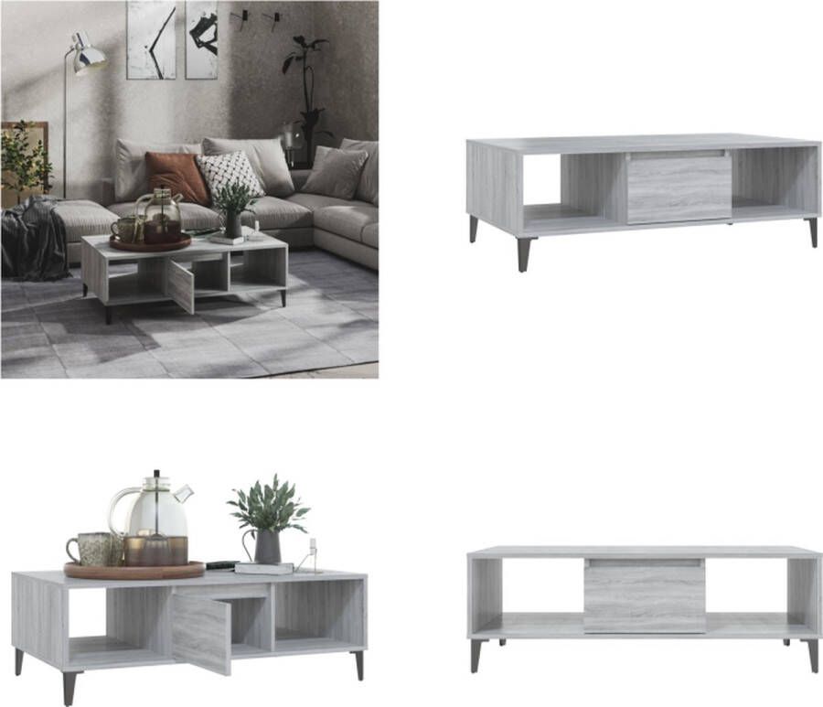 VidaXL Salontafel 103-5x60x35 cm spaanplaat grijs sonoma eikenkleurig Salontafel Salontafels Koffietafel Woonkamertafel