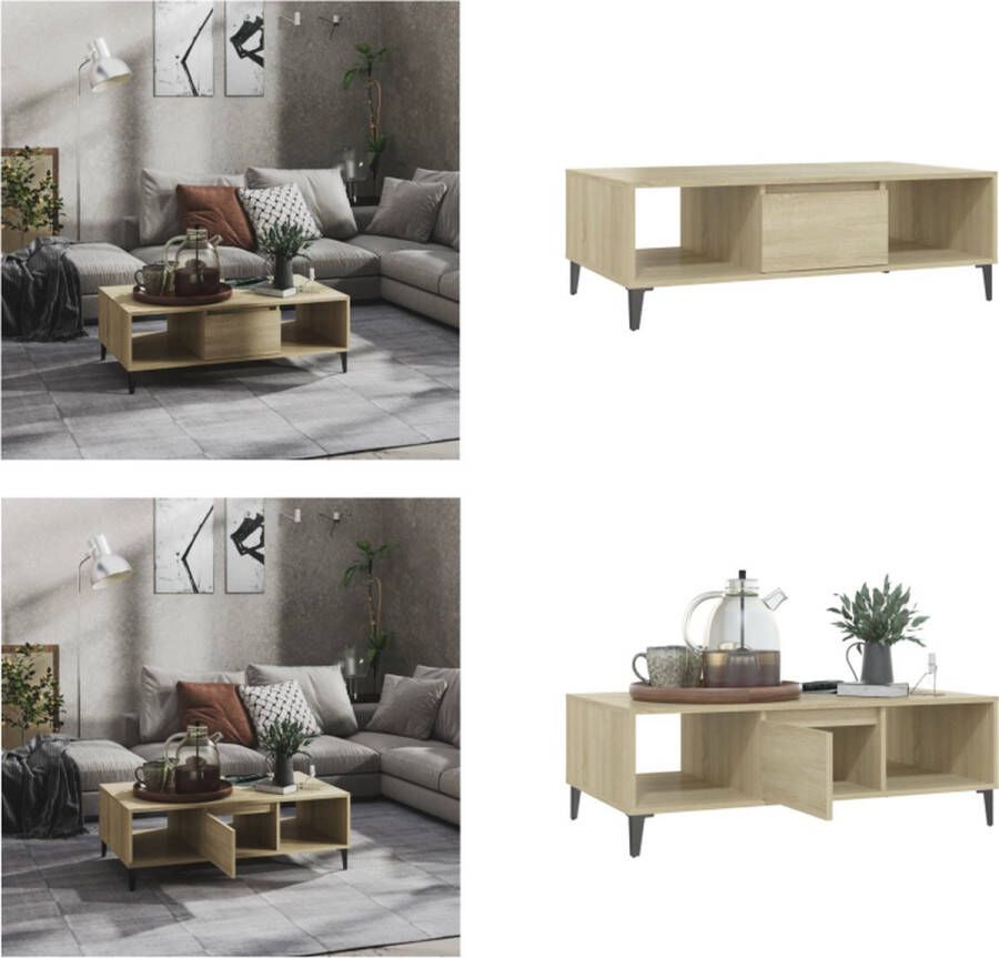 VidaXL Salontafel 103 5x60x35 cm bewerkt hout sonoma eikenkleurig Tafel Tafels Tafeltje Tafeltjes
