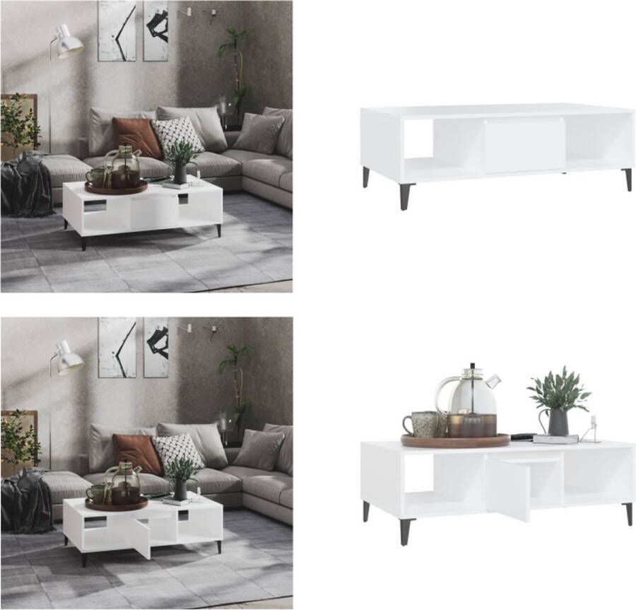 VidaXL Salontafel 103 5x60x35 cm bewerkt hout wit Tafel Tafels Tafeltje Tafeltjes - Foto 2