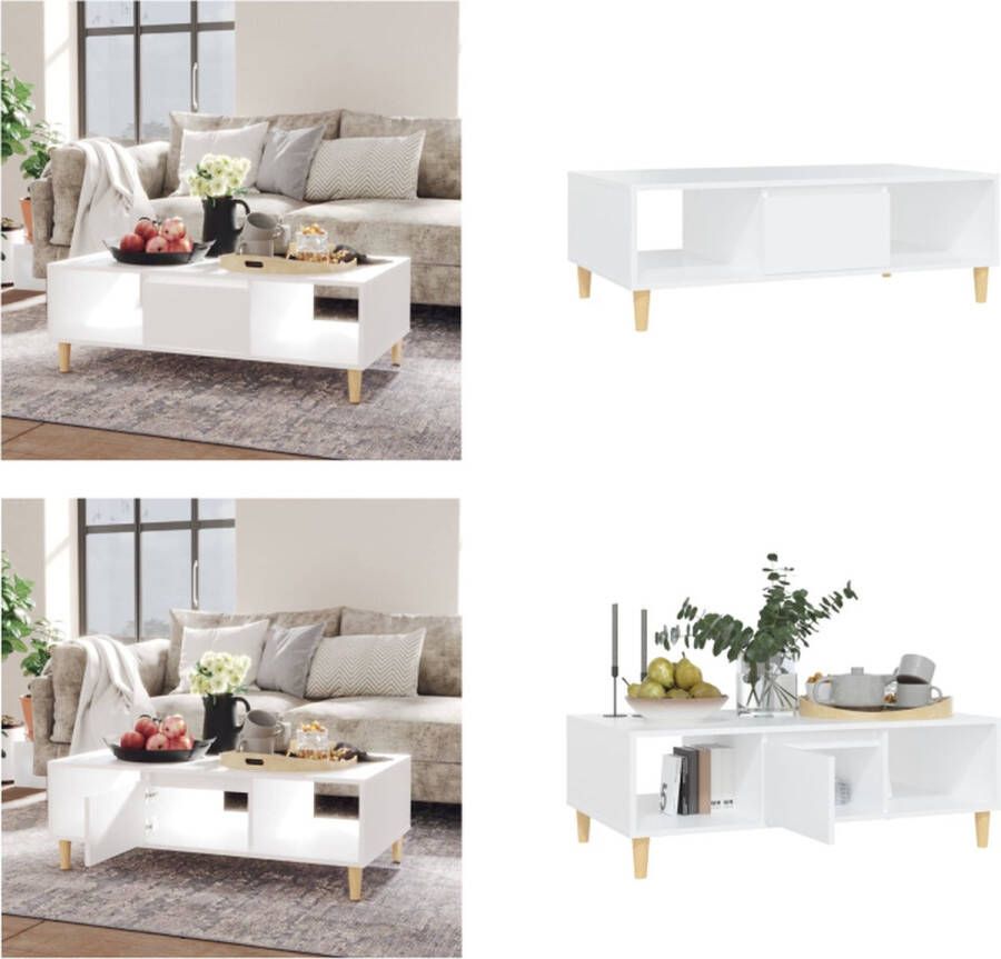VidaXL Salontafel 103 5x60x35 cm bewerkt hout wit Tafel Tafels Tafeltje Tafeltjes